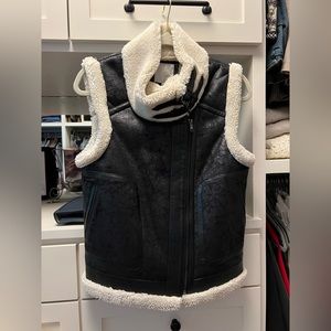 Joie Danay Faux Fur and Leather Moro Vest